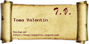 Toma Valentin névjegykártya